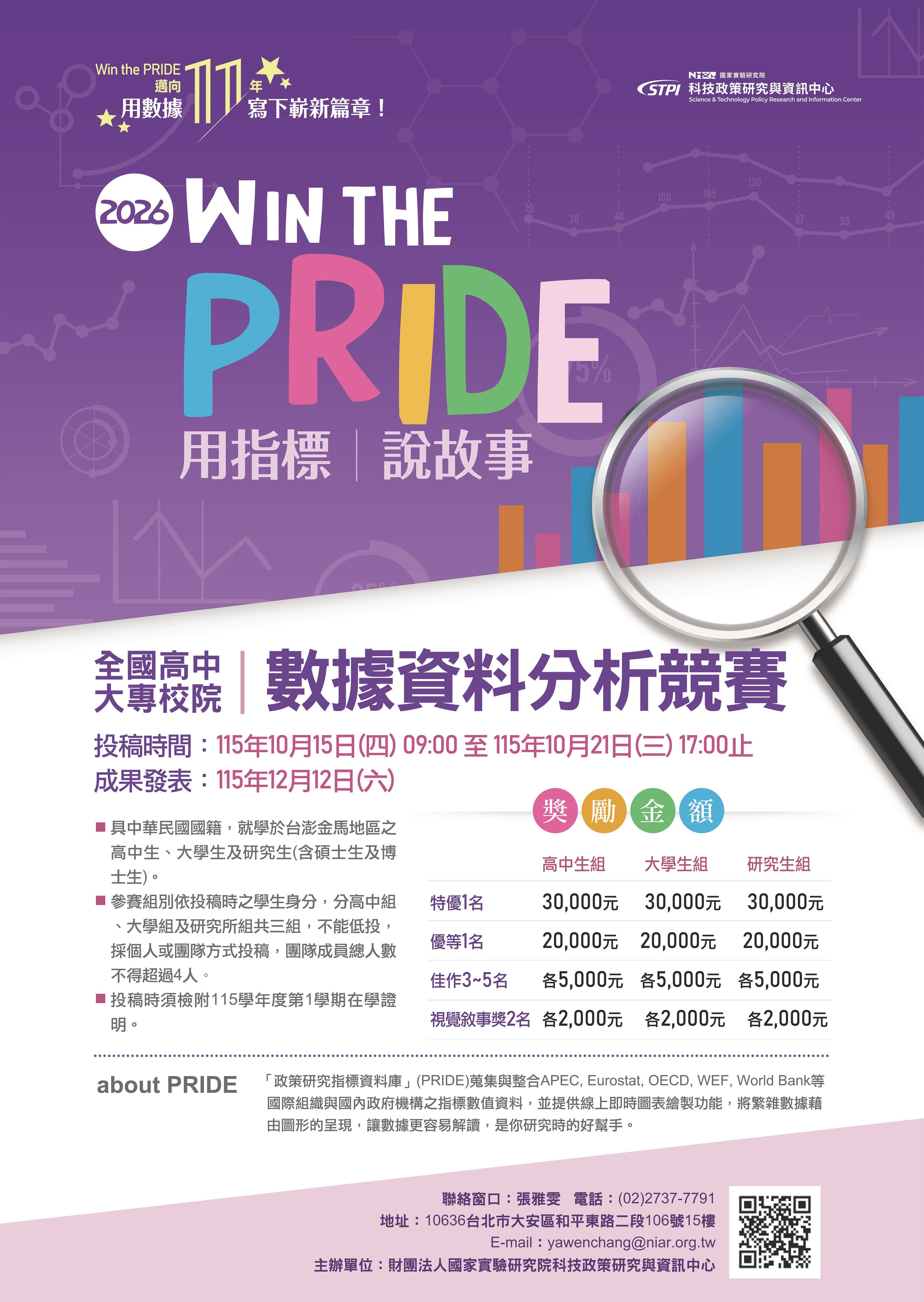 2026「Win the PRIDE：用指標說故事」競賽活動